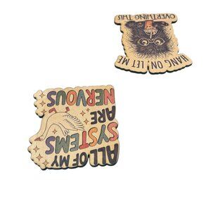 Funny Coffee Monster Wooden Magnet Set, Hang On Let Me Overthink This, Humorous